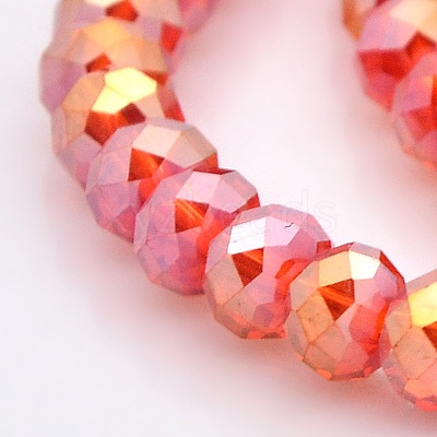 AB Color Plated Faceted Rondelle Electroplate Glass Beads Strands GLAA-A024D-AB04-1