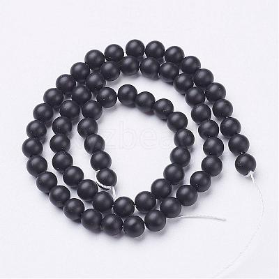 Natural Black Agate Beads Strands G-D543-6mm-1