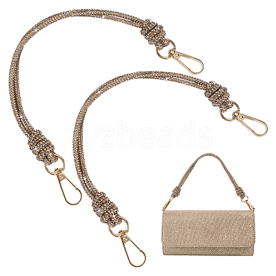 2Pcs Glass Rhinestone Rubber Cord Bag Handles FIND-PH0059-68B-1