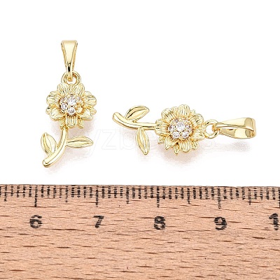 Brass Micro Pave Clear Cubic Zirconia Pendants KK-Q073-02G-1