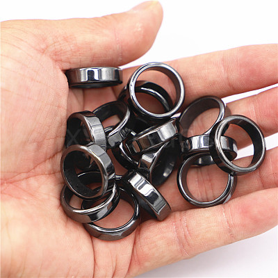 Non-Magnetic Synthetic Hematite Plain Band Ring FIND-PW0021-11B-1