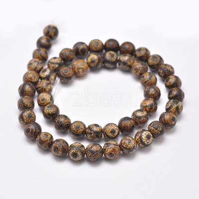 Tibetan Style 3-Eye dZi Beads Strands G-P229-A-03-8mm-1
