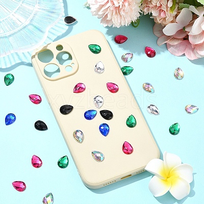 180Pcs 6 Colors Acrylic Rhinestone Flat Back Cabochons GACR-YW0001-04-1