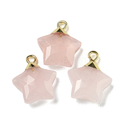 Natural Rose Quartz Pendants G-P540-01G-05-1