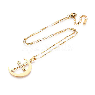 304 Stainless Steel Pendant Necklaces NJEW-T018-52G-1