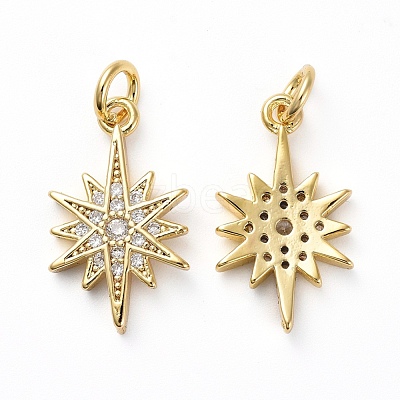 Brass Micro Pave Clear Cubic Zirconia Pendants KK-I658-29G-1