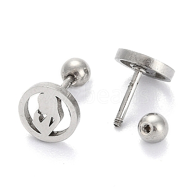 Tarnish Resistant 201 Stainless Steel Cartilage Earrings for Mother's Day EJEW-R147-32-1
