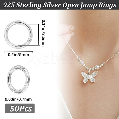 50Pcs 925 Sterling Silver Open Jump Rings STER-BBC0006-18B-1