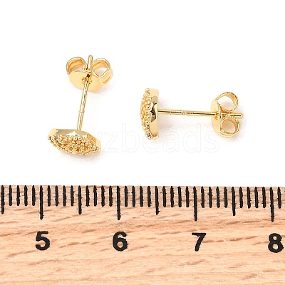 Shell Shape Brass Micro Pave Clear Cubic Zirconia Stud Earrings EJEW-A135-02G-1