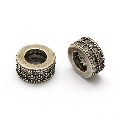 Brass Micro Pave Grade AAA Cubic Zirconia European Beads ZIRC-G100-41AS-NR-1