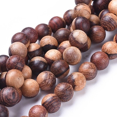Wood Beads Strands X-WOOD-F008-04-C-1