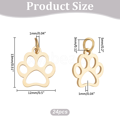 24Pcs Dog Paw Print Shape Stainless Steel Pendants FIND-WR0012-50-1