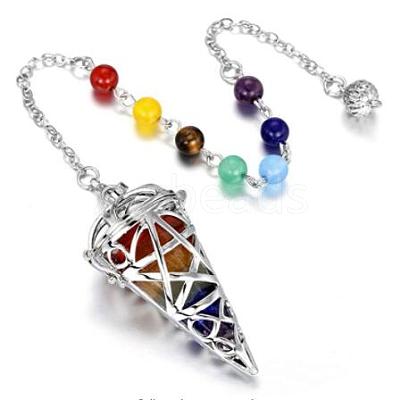 Synthetic Mixed Goldstone Gemstone Cone Dowsing Pendulums G-WH0006-24A-1