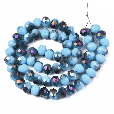 Electroplate Opaque Glass Beads Strands EGLA-A034-P8mm-F19-1-1