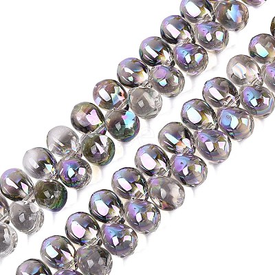 Electroplate Baking Paint Transparent Glass Beads Strands GL-N005-02A-C10-1