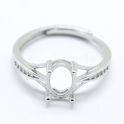 Anti-Tarnish Rhodium Plated 925 Sterling Silver Finger Ring Components STER-G027-17P-1