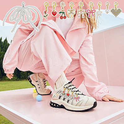 10 Styles Alloy Enamel/Rhinestone/Resin Imitation Pearl Shoe Charms AJEW-OC0015-30-1