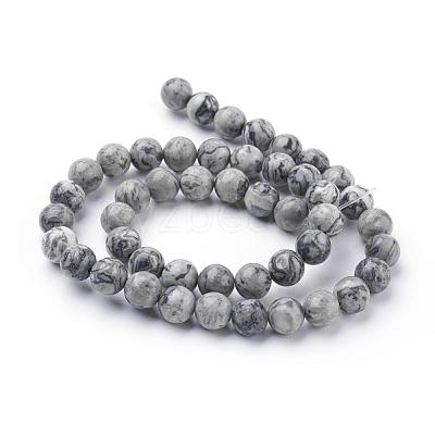 Natural Map Stone/Picasso Stone/Picasso Jasper Beads Strands G-G047-8mm-1