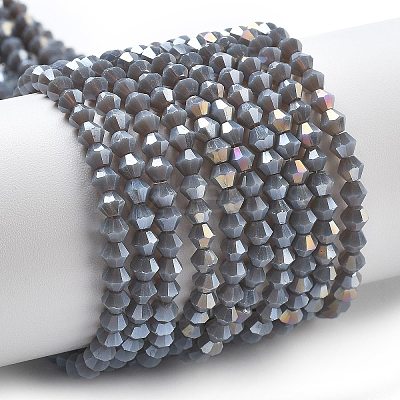 Opaque Solid Color Electroplate Glass Beads Strands EGLA-XCP0001-15-1