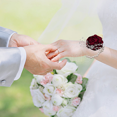 Silk Cloth Imitation Flower Wrist AJEW-WH0285-18B-1