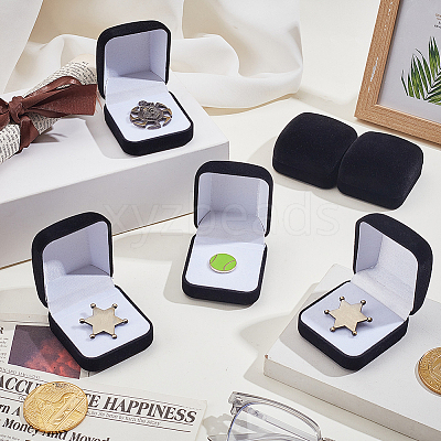 Plastic Cover with Velvet Brooch Packing Boxes VBOX-WH0012-04B-1