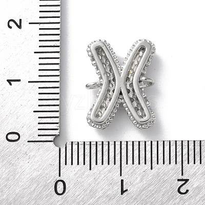 Brass Micro Pave Cubic Zirconia Letter Links KK-I717-04X-P-1