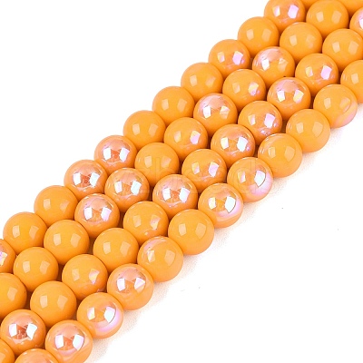 Electroplate Opaque Glass Beads Strands EGLA-Q132-6MM-01C-03-1