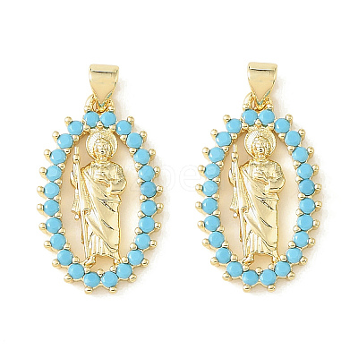 Brass Micro Pave Sky Blue Cubic Zirconia Pendants CU-CBA6938-11G-01-1