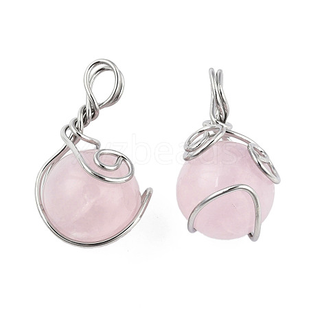 Natural Rose Quartz Pendants G-N333-013C-1