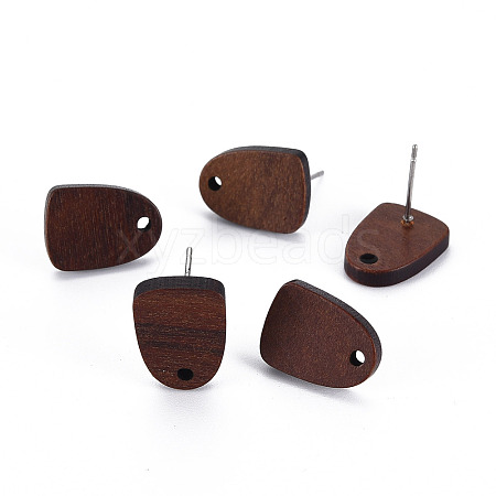Walnut Wood Stud Earring Findings X-WOOD-S054-46-1