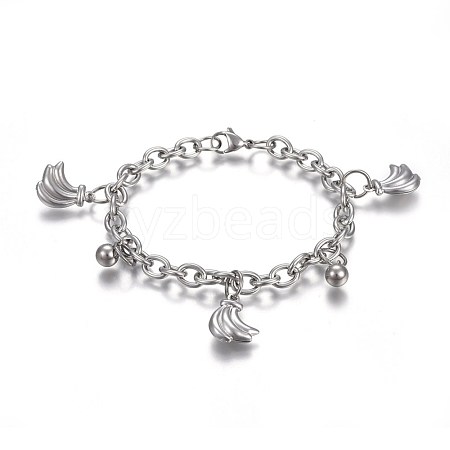 Tarnish Resistant 304 Stainless Steel Charm Bracelets BJEW-L637-25-P-1