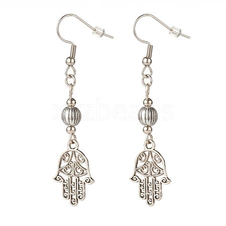 Alloy Hamsa Hand Dangle Earrings EJEW-JE04911-03-1