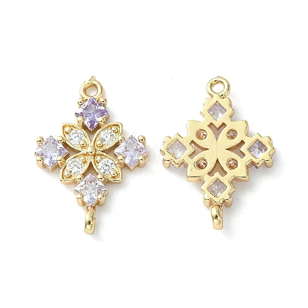 Brass Pave Cubic Zirconia Connector Charms KK-G462-45KCG-05-1