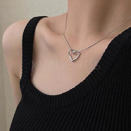 Alloy Heart Ring Pendant Necklaces for Women WG971C7-05-1