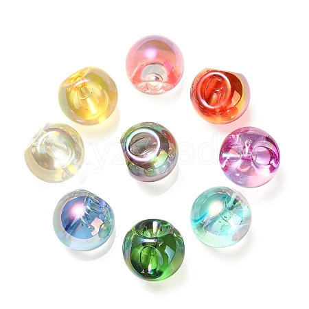 UV Plating Rainbow Iridescent Acrylic Beads OACR-F006-08-1