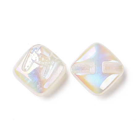Rainbow Iridescent Plating Acrylic Beads LS-OACR-A010-06F-1
