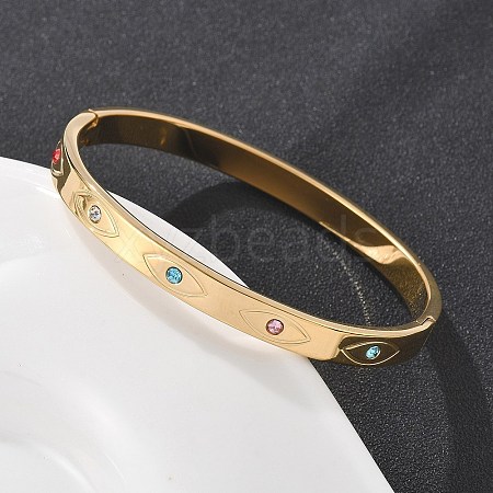 Eye 304 Stainless Steel Rhinestone Bangles for Women BJEW-Z092-09G-1