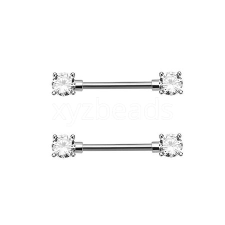 Brass Clear Cubic Zirconia Nipple Rings WG88A97-09-1