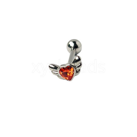 Angel Wing Heart 316L Surgical Stainless Steel Pave Cubic Zirconia Tongue Rings FS-WG901EE-14-1