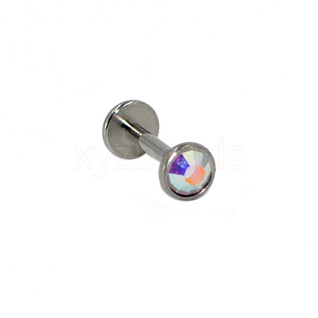 G23 Titanium Cubic Zirconia Flat Round 17 Gauge Threadless Labrets for Women Men WG1F07B-03-1