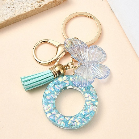 Resin & Acrylic & Faux Suede Tassel Keychain X1-KEYC-YW00117-15-1
