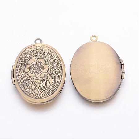 Brass Locket Pendants X-ECF133-2AB-1