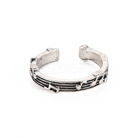 Musical Note Open Cuff Ring RJEW-S038-209-1