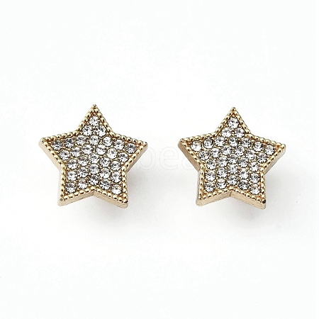 1-Hole Alloy Rhinestone Shank Buttons BUTT-WH0027-16G-1