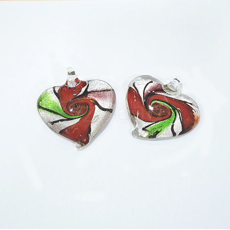 Handmade Silver Foil Lampwork Pendants LAMP-J090-L01-1