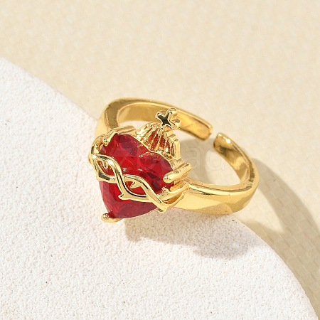 Brass & Glass Cuff Open Rings for Women KK-CBA760A-01C-G-1