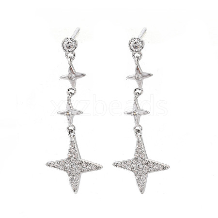Star Long Dangle Stud Earrings X-EJEW-S199-24P-NF-1