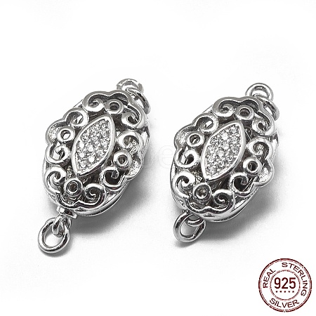 Anti-Tarnish Rhodium Plated 925 Sterling Silver Box Clasps STER-L057-010P-1