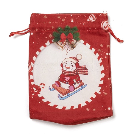 Christmas Theme Rectangle Cloth Bags with Jute Cord LS-ABAG-P008-01A-1