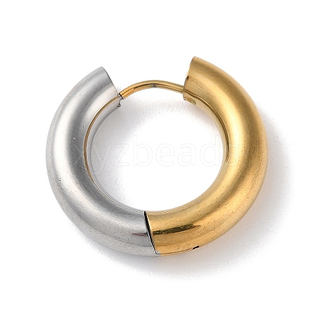 Two Tone 304 Stainless Steel Huggie Hoop Earrings EJEW-P250-01F-1
